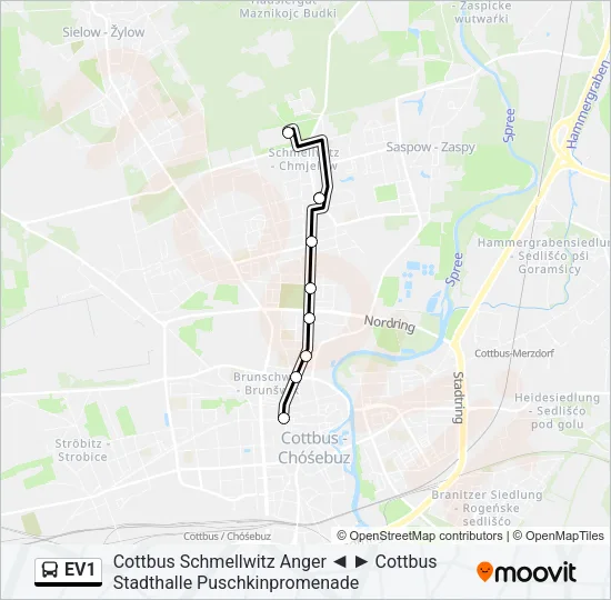 EV1 Bus Line Map