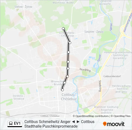 EV1 Bus Line Map