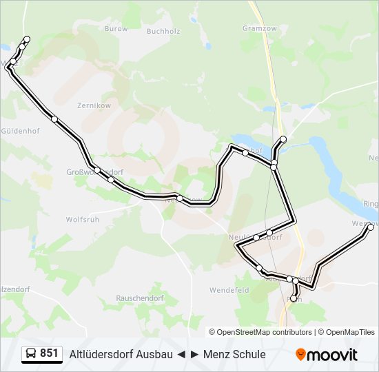 851 bus Line Map