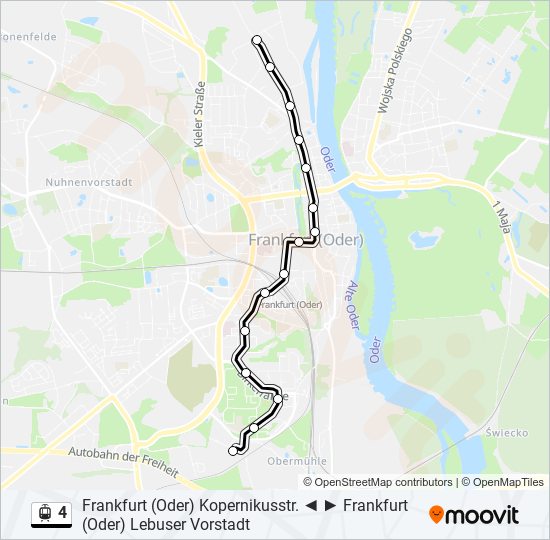 Straßenbahnlinie 4 Karte