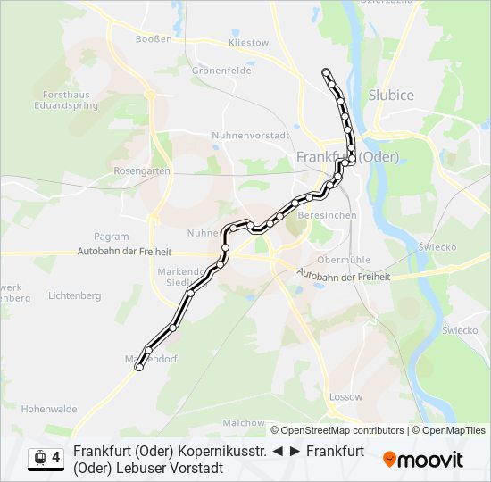 Straßenbahnlinie 4 Karte