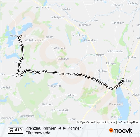 419 bus Line Map