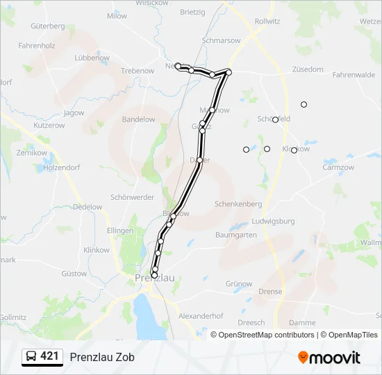 421 Bus Line Map