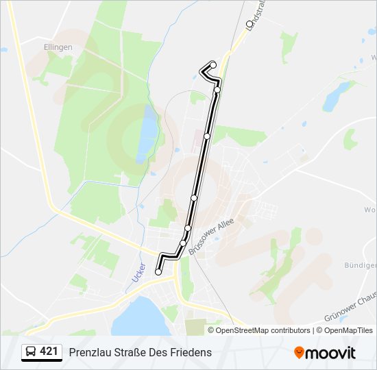 421 bus Line Map