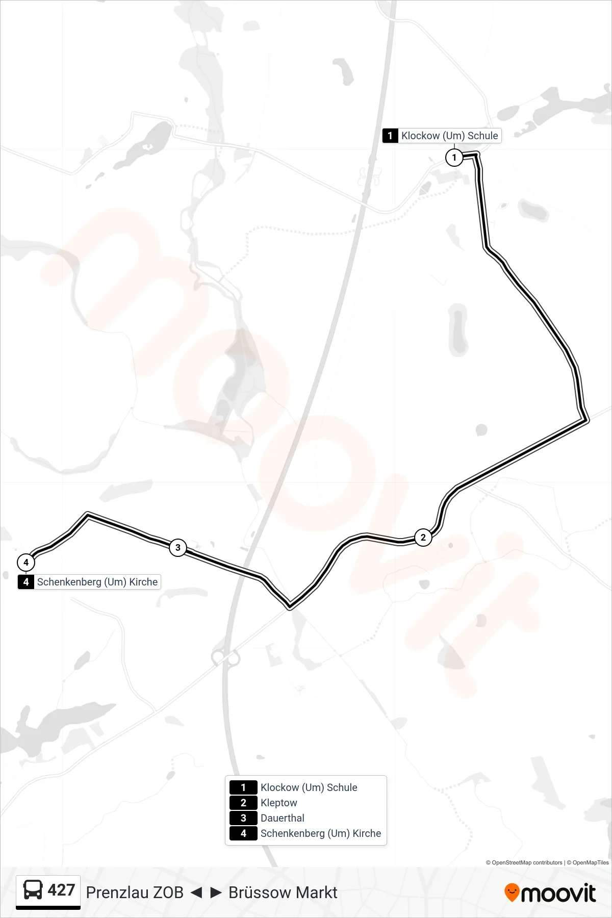 Linie 427 (Bus) Richtung Schenkenberg (Um) Kirche: Route und Haltestellen auf der Karte