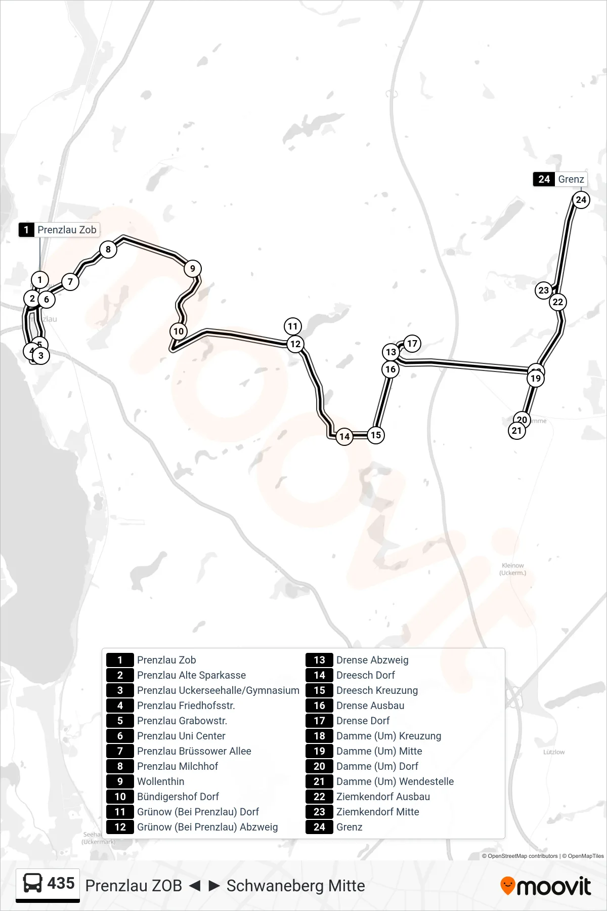 Linie 435 (Bus) Richtung Grenz: Route und Haltestellen auf der Karte