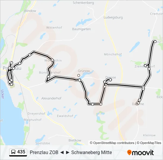 435 Bus Line Map
