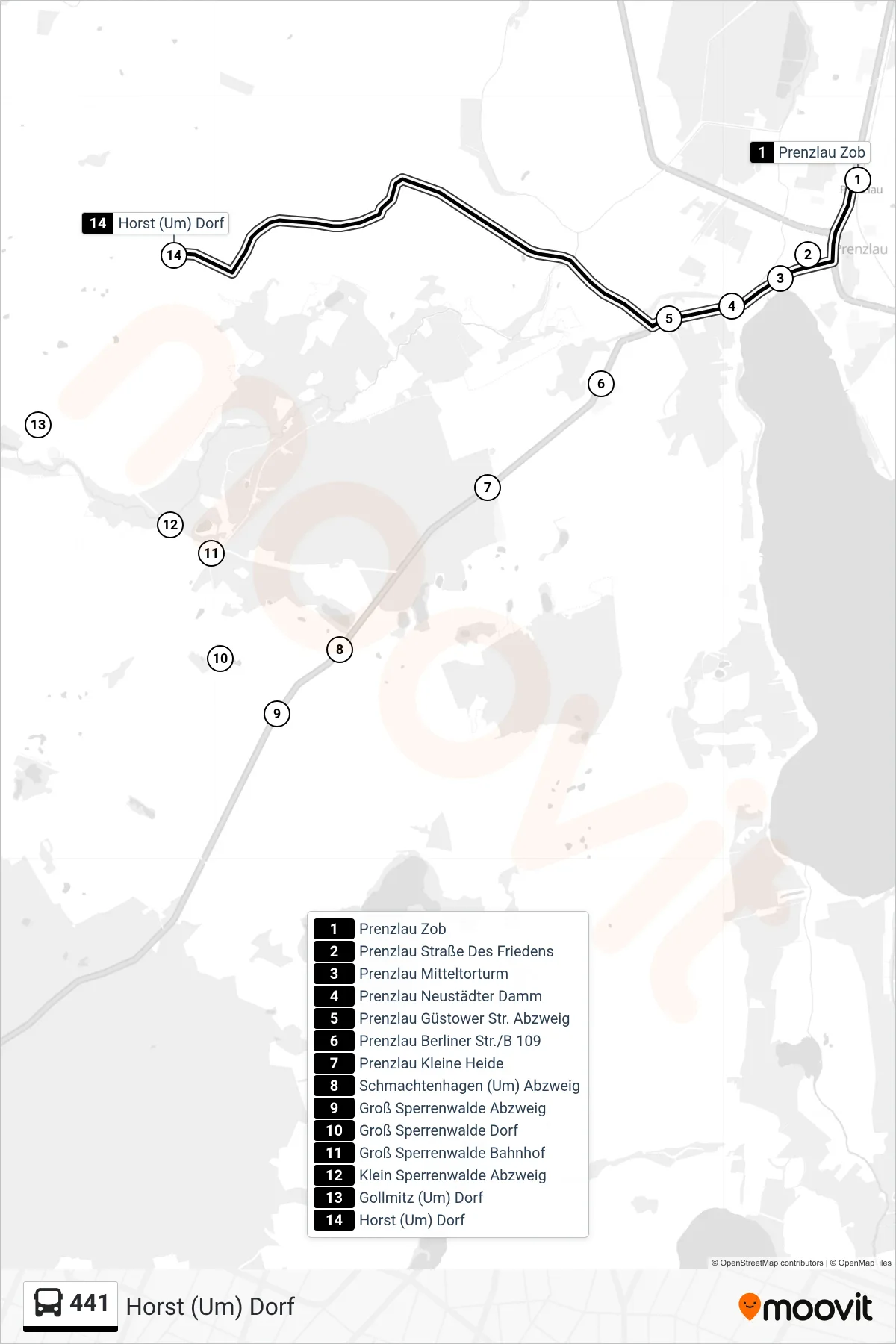 Linie 441 (Bus) Richtung Horst (Um) Dorf: Route und Haltestellen auf der Karte