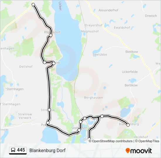 445 Bus Line Map