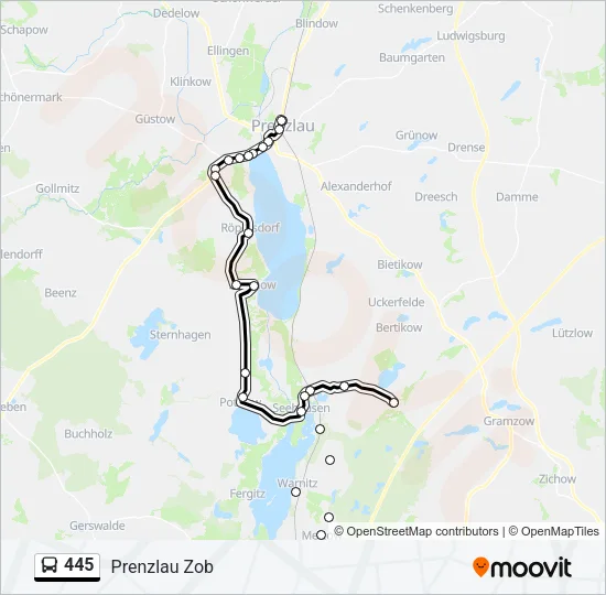 445 Bus Line Map