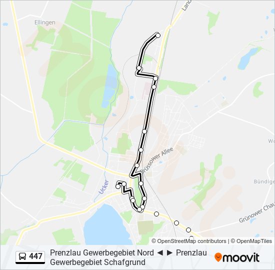 447 bus Line Map