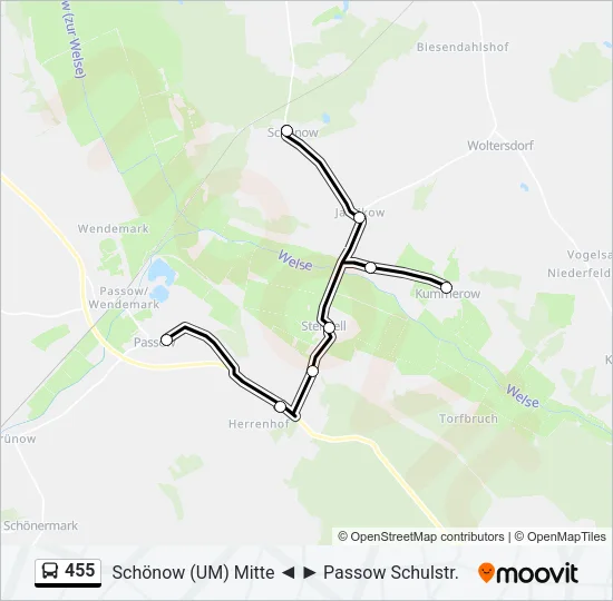 455 Bus Line Map