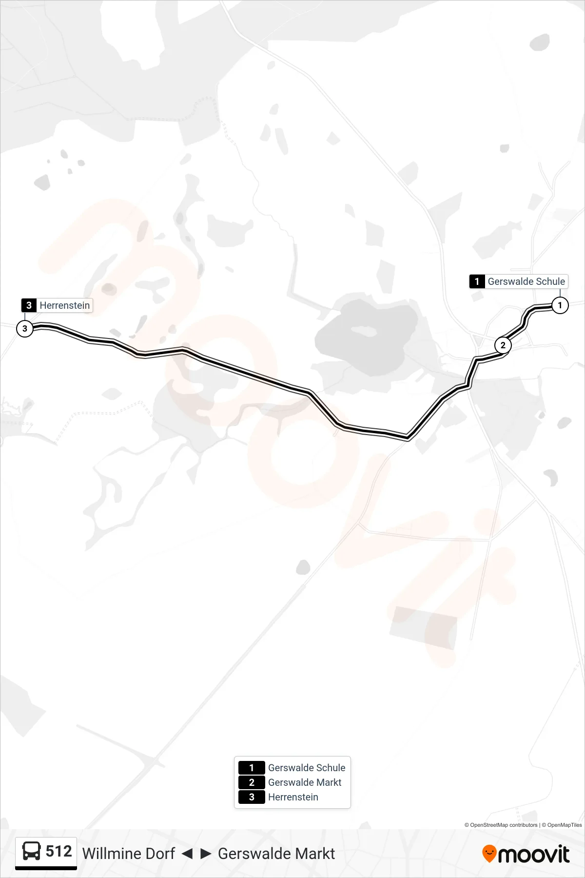 Linie 512 (Bus) Richtung Herrenstein: Route und Haltestellen auf der Karte