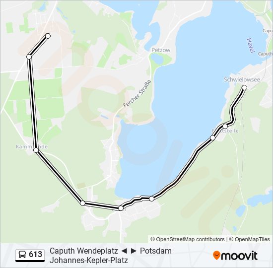 613 bus Line Map