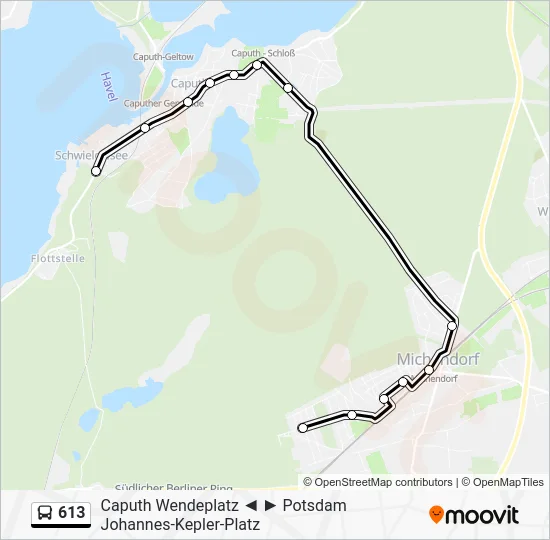 Автобус 613: карта маршрута