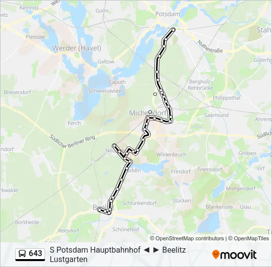 643 Bus Line Map