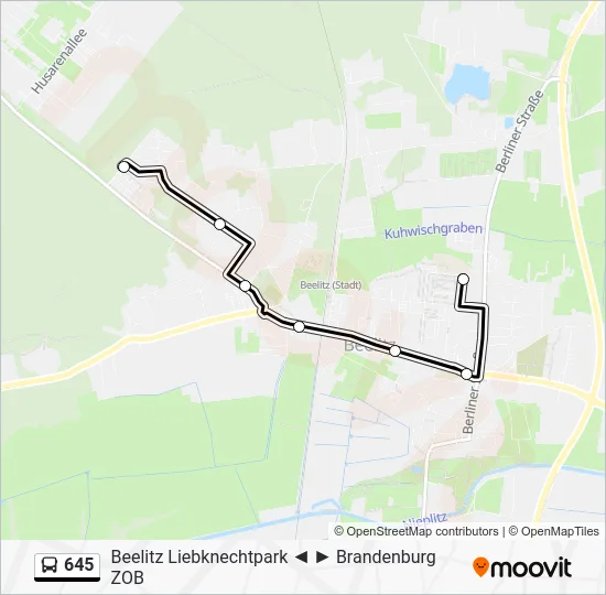 Автобус 645: карта маршрута