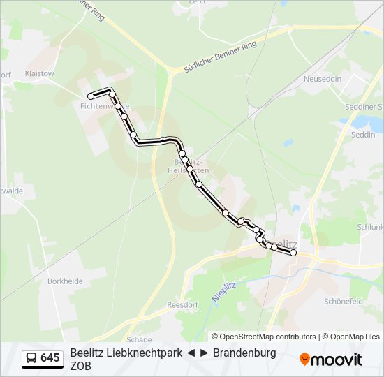 645 bus Line Map