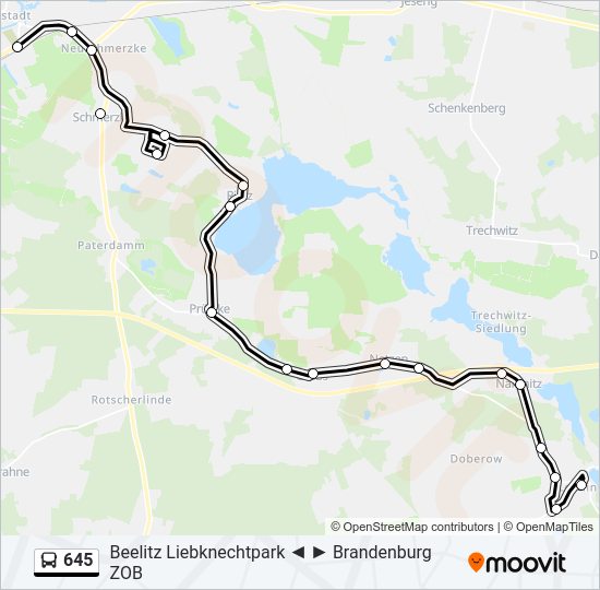 645 bus Line Map