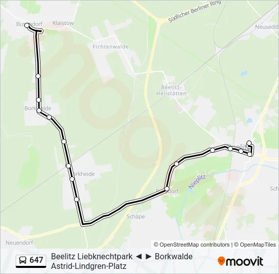 647 Bus Line Map