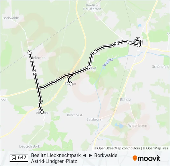 647 Bus Line Map