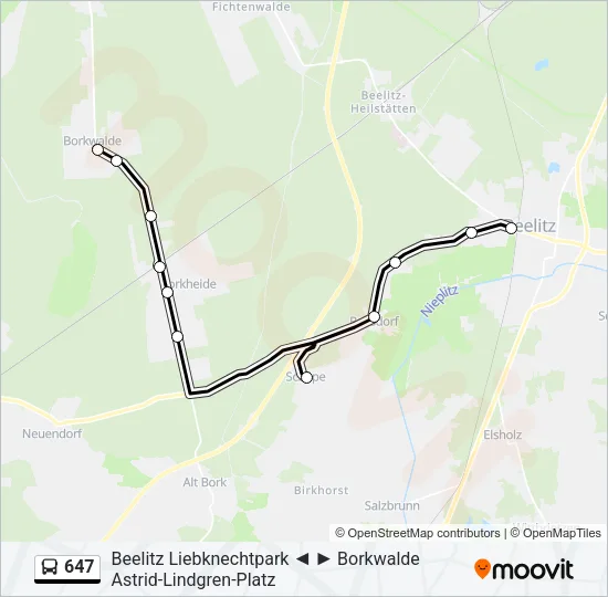 647 Bus Line Map