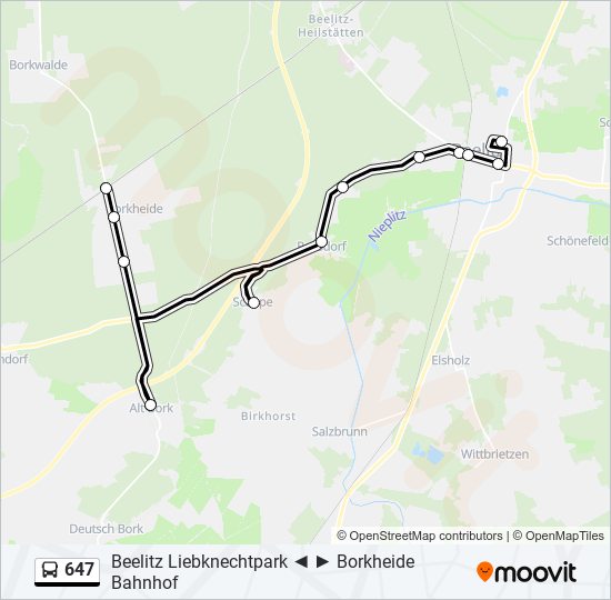 647 bus Line Map