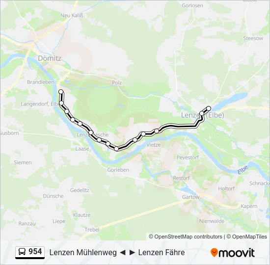 954 Bus Line Map
