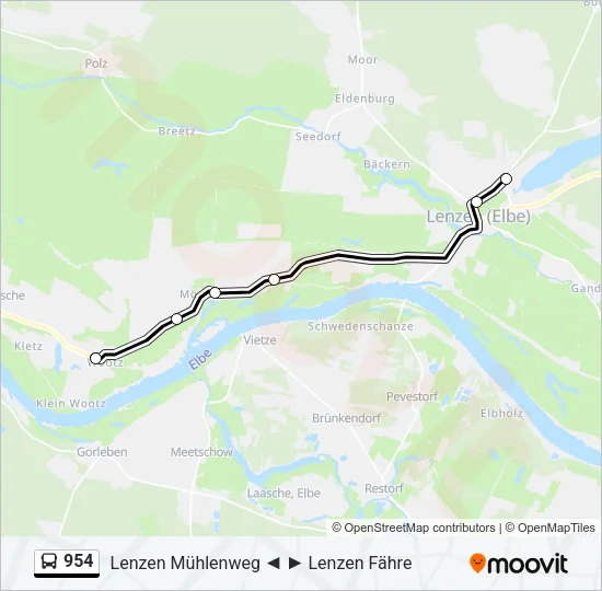 954 Bus Line Map