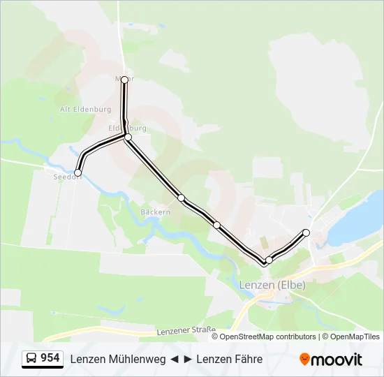 954 Bus Line Map