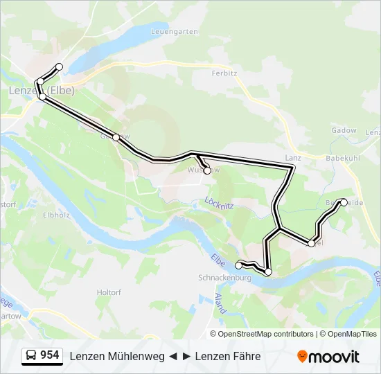954 Bus Line Map