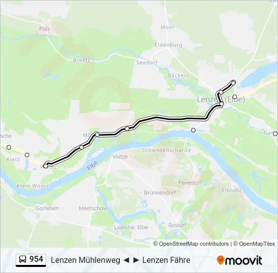 954 Bus Line Map