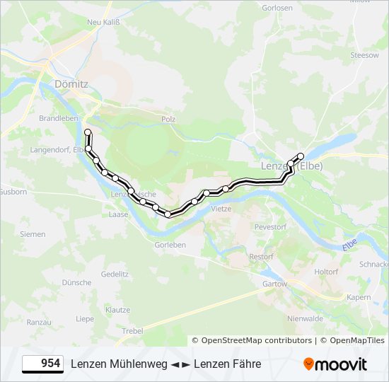 954 bus Line Map