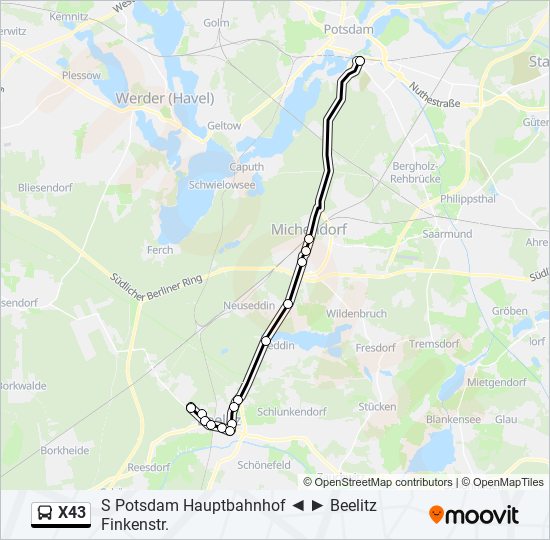 X43 bus Line Map