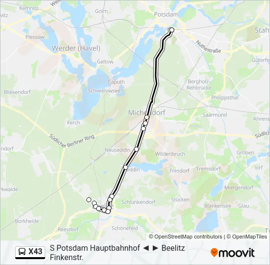 X43 Bus Line Map