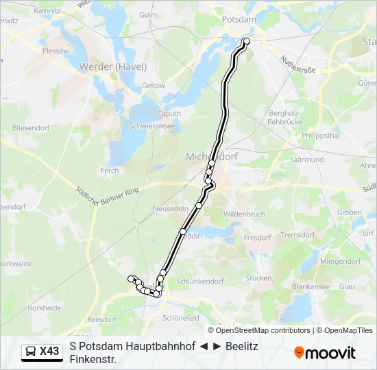 X43 Bus Line Map