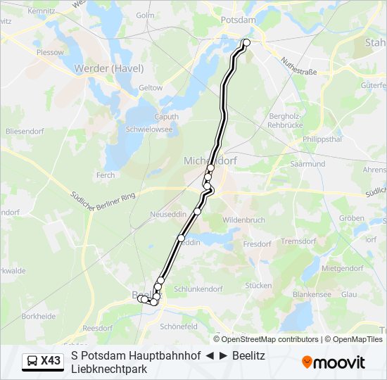 X43 bus Line Map