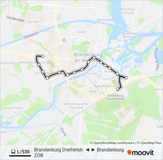 L/530 bus Line Map