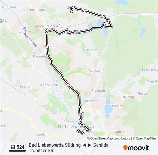 524 bus Line Map