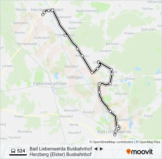 524 Bus Line Map
