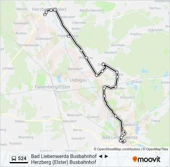 524 Bus Line Map