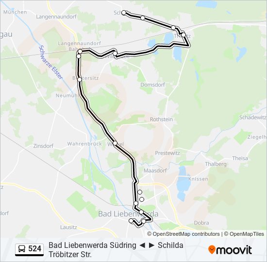 524 bus Line Map