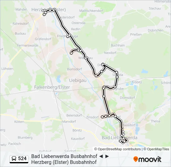 524 Bus Line Map
