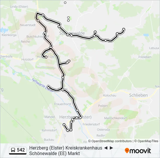542 Bus Line Map