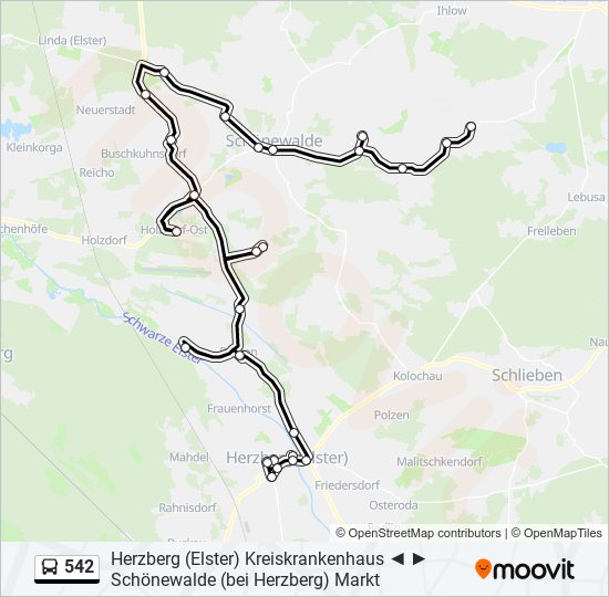 542 bus Line Map