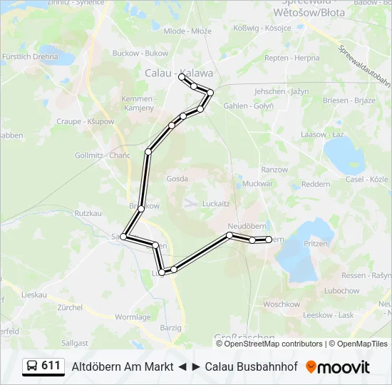 Автобус 611: карта маршрута