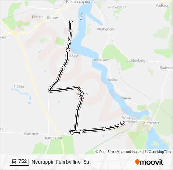 Автобус 752: карта маршрута