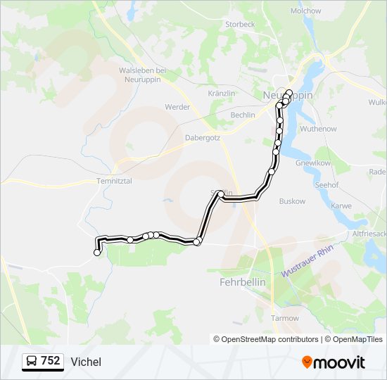 Автобус 752: карта маршрута