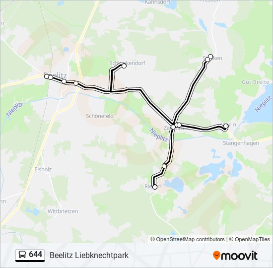 644 bus Line Map