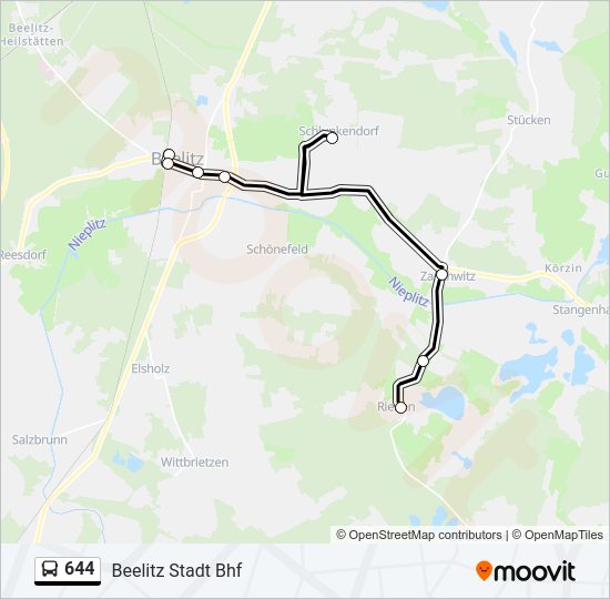 644 bus Line Map